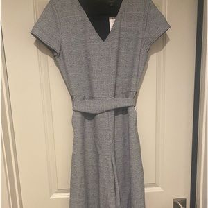 Ann Taylor Wide Leg Grey Plaid Jumpsuit